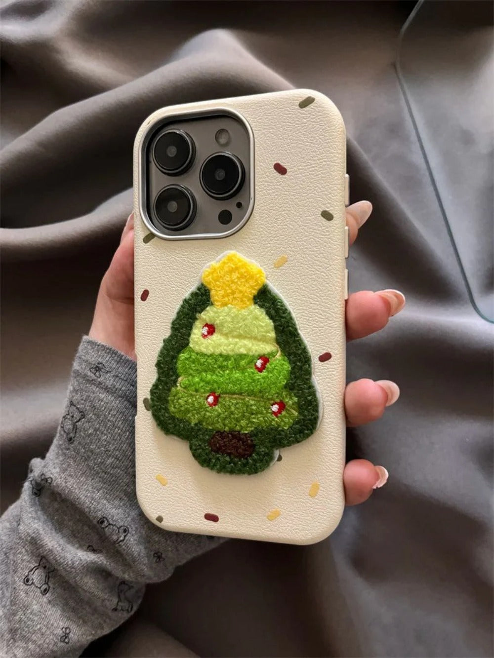 Embroidered Christmas tree stand Case For iPhone