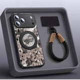 Romantic Floral Magnetic Case with Stand Lanyard for IPhone
