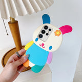 3D Cartoon Rainbow Rabbit Shockproof Phone Case for Samsung