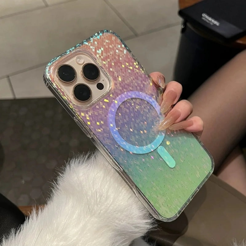 Luxury Diamond Sequin Transparent Magnetic Case For iPhone