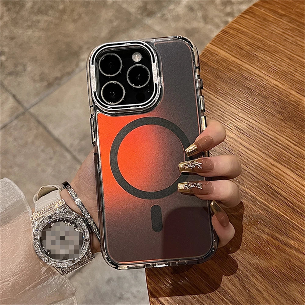 Hybrid Bumper Laser Lens Protection Stand Magnetic Case For iPhone