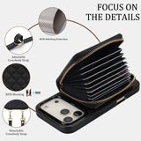 2‑in‑1 Magnetic Card Holder Leather Crossbody Case for iPhone