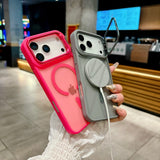 Matte Translucent Magnetic Metal Bracket Case for iPhone