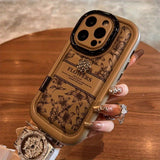 Brown Bottom Hand-painted Black Flower Case For iPhone