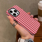 Fashion Red Stripe Double-Layer Protective Phone Case for iPhone