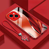 Cool Streamline Pattern Electroplated Case with Lanyard for iPhone