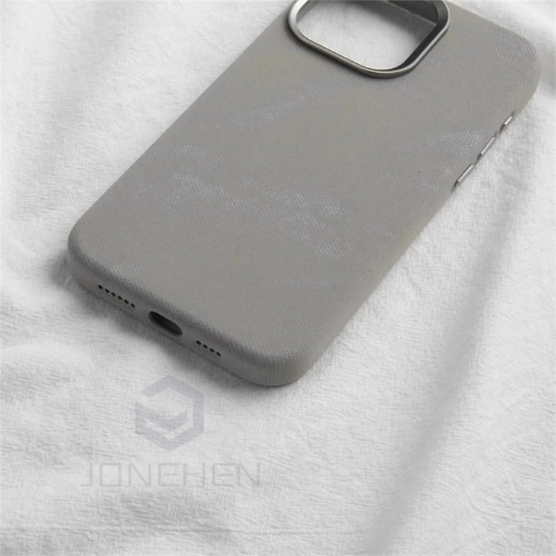 Leather Luxury Flannel Fiber Magnetic Case For iPhone