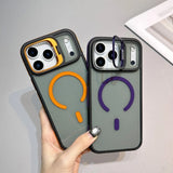 Luxury Matte Transparent Magnetic Kickstand Phone Case for iPhone