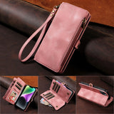 Leather Zipper Lanyard Wallet Case for iPhone