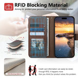 Genuine Leather Flip Card Slot RFID Blocking Wallet Case for iPhone