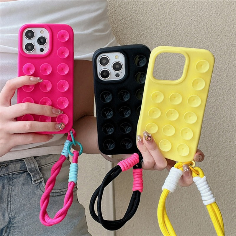 Cute Candy Suction Cup With Wrist Strap Case For iPhone