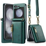 2 in 1 Leather Magnetic Flip Wallet Case for Samsung Z Flip