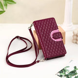 Diamond Grid Card Wallet Flip Leather Case for Samsung