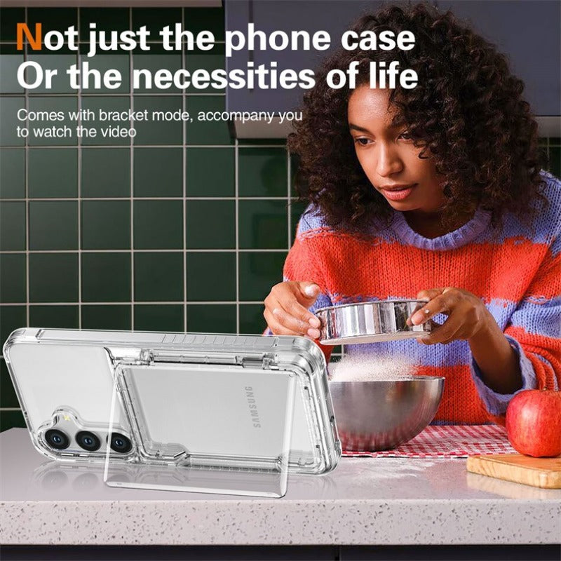 Transparent Flip Phone Case With Card Slot for Samsung