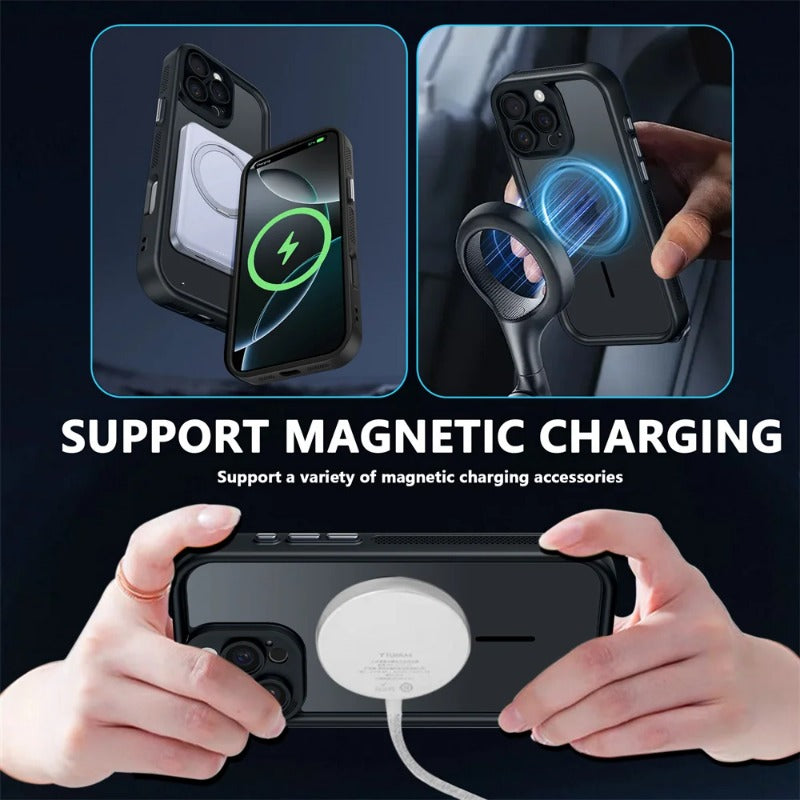 Cooling Frame Magnetic Clear Phone Case For iPhone