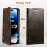 Vintage Leather Flip Card Holder Case for iPhone