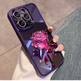 Luxury Purple Red Rose Transparent Phone Case For iPhone