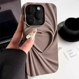 Fashion Fold Wrinkle 3D Love Heart Matte Silicone Phone Case for iPhone