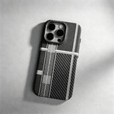 Relief Carbon Fiber Magnetic Lens Metal Protective Case for iPhone