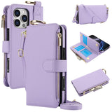 Leather Crossbody Zipper Wallet Phone Case for iPhone