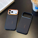 Mondrian Pattern Fiber Texture Magnetic Case for iPhone