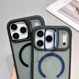 Luxury Matte Transparent Magnetic Kickstand Phone Case for iPhone