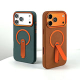 Premium Leather Texture Magnetic Kickstand Shockproof Case for iPhone