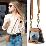 2 in 1 Leather Magnetic Flip Wallet Case for Samsung Z Flip
