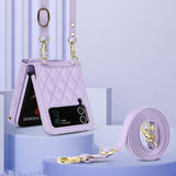 Stylish Quilted Crossbody Card Holder Leather Case for Samsung