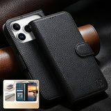 Genuine Leather Flip Card Slot RFID Blocking Wallet Case for iPhone