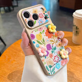 3D Gilded Floral Embossed Glitter Case for iPhone