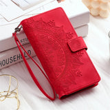 Leather Flip Card Wallet Embossing Phone Case for iphone