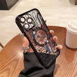 Luxury Circuit Pattern Plating Magnetic Case For iPhone