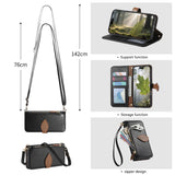 Leaf-Designed Leather Flip Cover Card Slot Lanyard Shockproof Case For Samsung