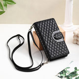 Glitter Plaid Leather Case with Card Slots and Lanyard for iPhone