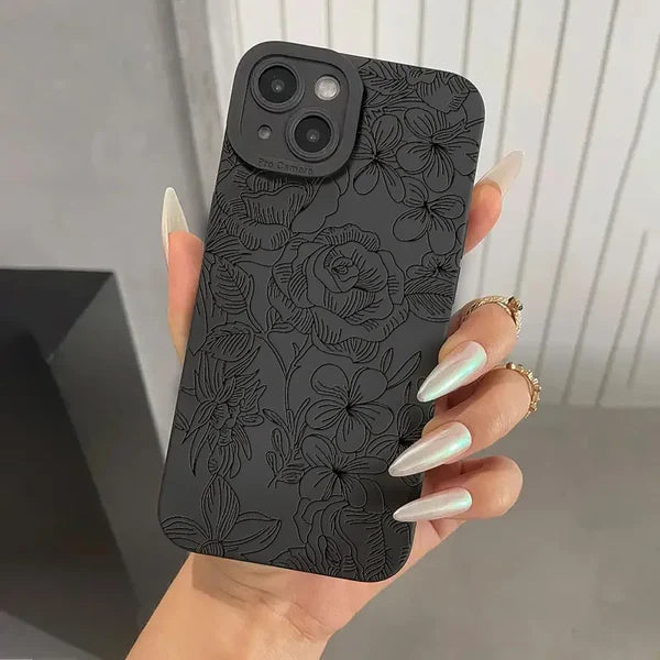 Art Flowers Black Style Graphic Case For Samsung