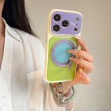 Color Block Magnetic Stand Shockproof Case for iPhone