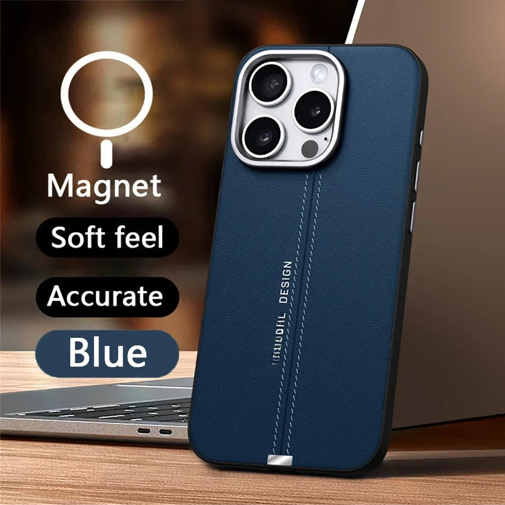 Luxury Business Leather Magnetic Case For iPhone