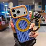 Contrast Color Breathable Magnetic Rotating Kickstand Case for iPhone