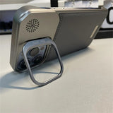 Metal Lens Holder Frameless Leather Magnetic Case For iPhone
