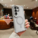 Transparent Glitter Magnetic 2in1 Airbag Shockproof Case For Samsung
