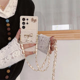 3D Bowknot Crossbody Card Holder Wallet Phone Case For Samsung