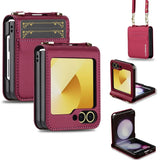 Crossbody Lanyard & Card Slots Leather Case for Samsung Z Flip