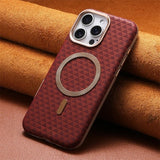 Luxury Leather Carbon Fiber Texture Magnetic Shockproof Phone Case for iPhone