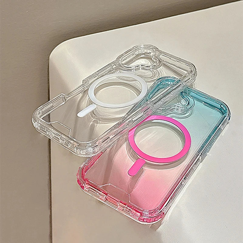 3 IN 1 Gradient Transparent Magnetic Case For iPhone