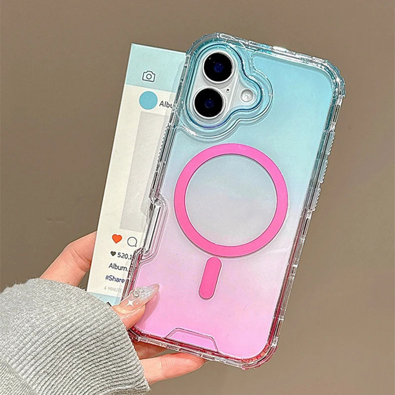 3 IN 1 Gradient Transparent Magnetic Case For iPhone