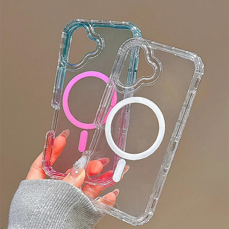 3 IN 1 Gradient Transparent Magnetic Case For iPhone