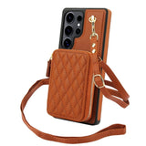 Leather Zippered Card Holder Crossbody Phone Case for Samsung