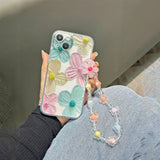 Flowers with Bracelet Transparent All-Inclusive Anti-Fall Case for iPhone