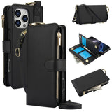 Leather Crossbody Zipper Wallet Case for iPhone